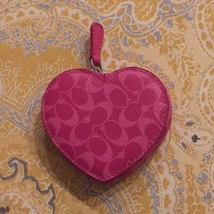 Coach signature leather heart coin purse